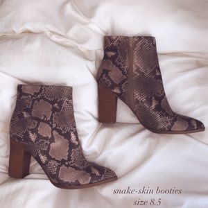 Faux snake-skin booties